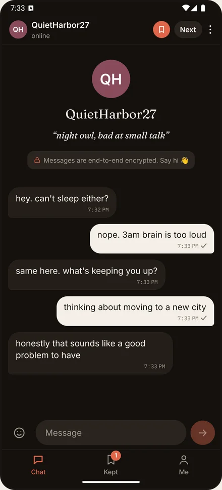 A chat in the Murmurline Android app
